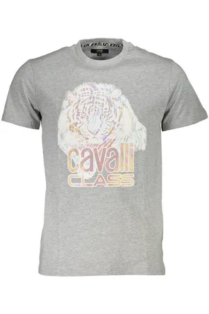 Roberto Cavalli T-Shirt Graues Herren T-Shirt mit Druck und Logo – - Verkäufer: Redeve
