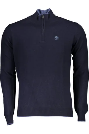 North Sails Strickpullover Herren-Blau-Pullover: Langarm, hoher Kragen, halber Reißverschluss - Verkäufer: Redeve