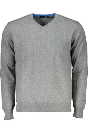 HARMONT&BLAINE Strickpullover Eleganter Grauer Herrenpullover mit V-Ausschnitt und Logo-Stickerei - Verkäufer: Redeve
