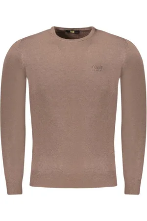 Roberto Cavalli Strickpullover Eleganter Herrenpullover Braun mit Rundhals und Stickerei-Details - Verkäufer: Redeve