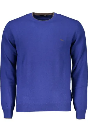 HARMONT&BLAINE Strickpullover Blauer Herrenpullover mit Rundhals und Stickerei - Elegante Details - Verkäufer: Redeve