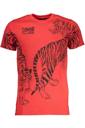 Roberto Cavalli T-Shirt Stylisches Herren Kurzarm-T-Shirt in Rot mit Print - Verkäufer: Redeve
