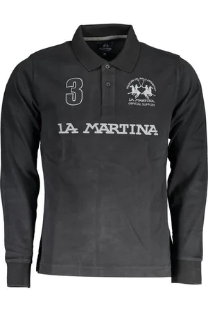 La Martina Poloshirt Elegantes schwarzes Langarm-Polo mit Stickerei für - Verkäufer: Redeve