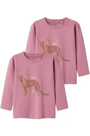 NAME IT Langarmshirt 2er-SET mit Gepard-Motiv und Glitzerdetails (2-tlg) NMFSUSANNA LS TOP BOX - Verkäufer: ARIZONAS