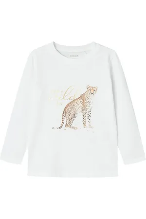 NAME IT Langarmshirt Langarmshirt mit Gepard-Motiv und Glitzerdetails (1-tlg) NMFSUSANNA LS TOP BOX - Verkäufer: ARIZONAS