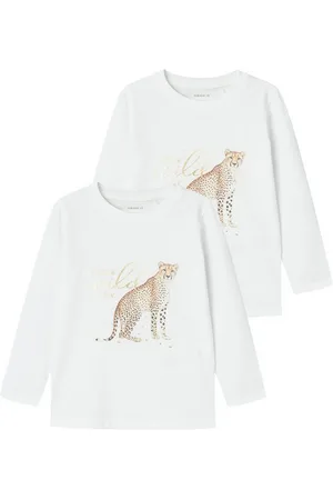 NAME IT Langarmshirt 2er-SET mit Gepard-Motiv und Glitzerdetails (2-tlg) NMFSUSANNA LS TOP BOX - Verkäufer: ARIZONAS