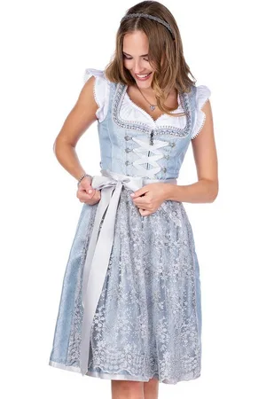 MARJO Dirndl Midi Dirndl 2tlg. - HIMMELKRON - silberblau - Verkäufer: Alpenwahnsinn Tracht & Lifestyle