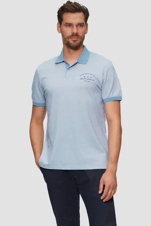 QS by s.Oliver Kurzarmshirt Poloshirt aus Baumwollpiqué mit Kontrast-Details Artwork - Verkäufer: