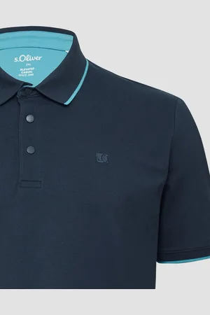 QS by s.Oliver Kurzarmshirt Sportives Piqué-Poloshirt mit Kontrast-Details Label-Patch - Verkäufer: