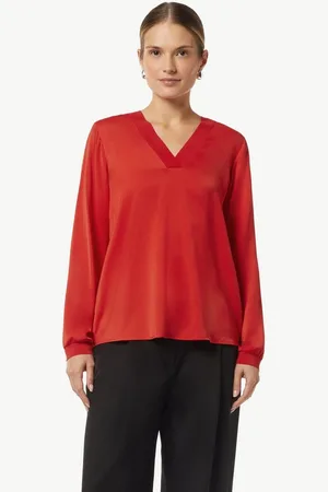 Comma, Langarmbluse Satin-Bluse mit Rippbündchen Rippbündchen - Verkäufer: s.Oliver