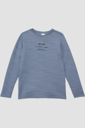 QS by s.Oliver Langarmshirt Strukturiertes Langarmshirt mit Frontprint - Verkäufer: