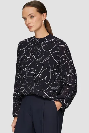 QS by s.Oliver Langarmbluse Plissierte Chiffonbluse mit Herz-Print - Verkäufer: s.Oliver