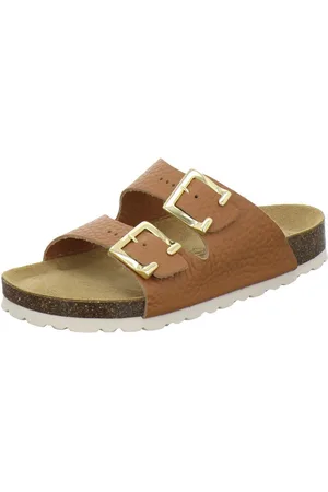 Afs 2110S84 Zweischnaller Pantolette für Damen mit Fußbett, bequeme Sandalen aus Leder - Verkäufer: