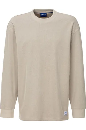 Hugo Blue Langarmshirt Nuwolo mit Logo-Badge
