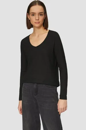 QS by s.Oliver Langarmshirt Langarmshirt aus Slub Yarn mit Rollkanten am Ausschnitt - Verkäufer: