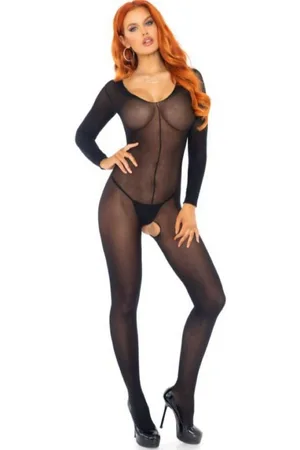 Leg Avenue Bodystocking Body Transparent mit langem Arm aus Nylon Größe 36 bis 40 0 DEN - Verkäufer: unbespielt