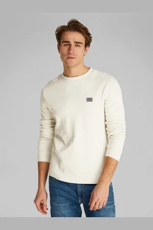 Calvin Klein Langarmshirt WOVEN LABEL WAFFLE LS TEE Logodruck
