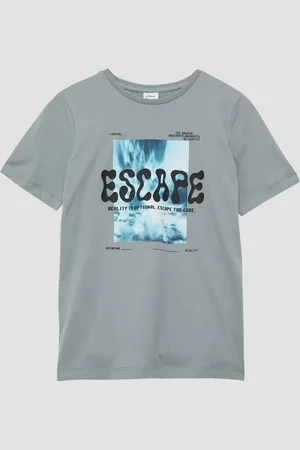 QS by s.Oliver Kurzarmshirt Baumwoll-T-Shirt mit 3D-Druck - Verkäufer: