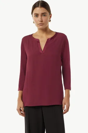 Comma, Shirttop Shirt mit Satinblende im Fabricmix Satinblende - Verkäufer: s.Oliver