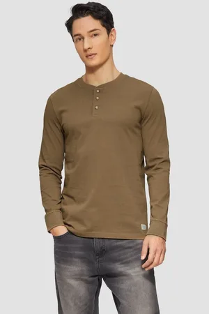 QS by s.Oliver Langarmshirt Langarmshirt mit Henleyausschnitt und Ärmel-Bündchen Logo - Verkäufer: