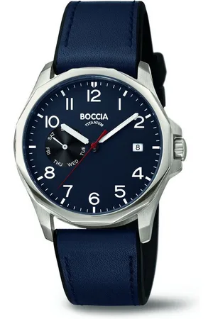 Boccia Quarzuhr Herren Uhr 3644-02 Titan Leder/Silikonband blau, (1-tlg) - Verkäufer: Juwelier-Bacak