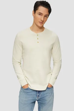 QS by s.Oliver Langarmshirt Langarmshirt mit Henleyausschnitt und Ärmel-Bündchen Logo - Verkäufer: