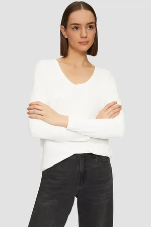 QS by s.Oliver Langarmshirt Langarmshirt aus Slub Yarn mit Rollkanten am Ausschnitt - Verkäufer: