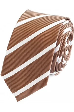Fabio Farini Krawatte Herren Krawatte Beige - verschiedene Beige Männer Schlips in 6cm (ohne Box, Gestreift) Schmal (6cm), Shoreham Beige/White - Verkäufer: