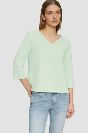 QS by s.Oliver 3/4-Arm-Shirt Strukturiertes Sweatshirt aus Baumwollmix mit 3/4-Ärmeln - Verkäufer: