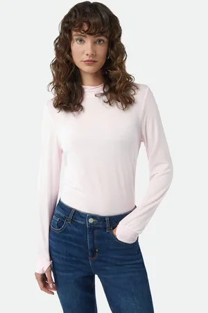Comma, Langarmshirt Semitransparentes Longsleeve mit Logostickerei am Kragen Schlitz - Verkäufer: s.Oliver