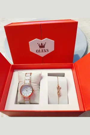 OLEVS Quarzuhr Valentinstag Muttertag Geschenkset Armband, elegante Damenuhr, (Geschenkset, Geschenkbox, Keramikuhr, Armband, Armbandkürzer), Geschenkset - Verkäufer: Tidy-Online