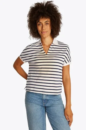Tommy Hilfiger Poloshirt LYOCELL OPEN-NK RELAXED POLO SS mit Streifenmuster, mit Seitenschlitzen