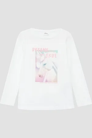 QS by s.Oliver Langarmshirt Langarmshirt in A-Shape aus Baumwolle Artwork - Verkäufer: