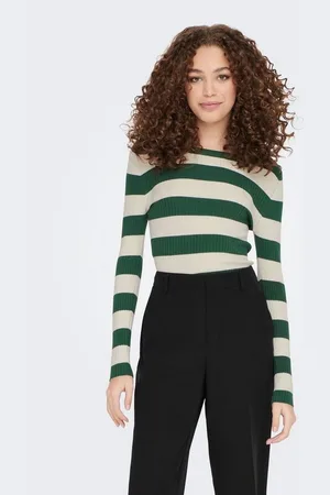 JACQUELINE DE YONG Strickpullover Gestreifter Langarm Strickpullover Geripptes Basic JDYPLUM JDYPLUM L/S O-NECK STRIPE PULLOVER KNT - Verkäufer: ARIZONAS