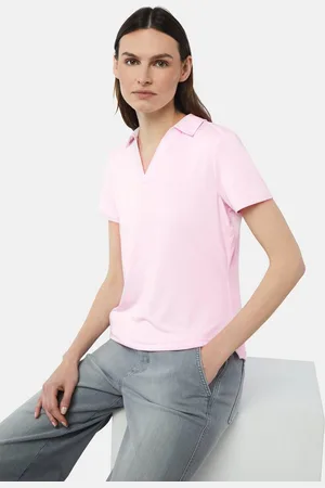 Comma, Kurzarmshirt Jersey-Poloshirt aus Viskosemix Stickerei - Verkäufer: s.Oliver