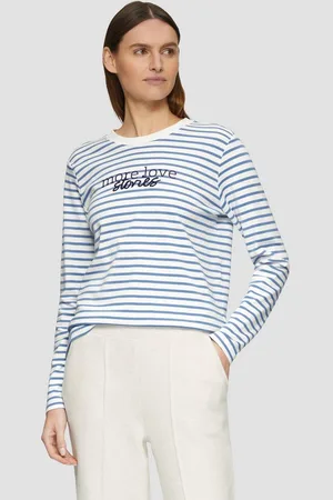 QS by s.Oliver Langarmshirt Gestreiftes Langarmshirt im Relaxed Fit mit Artwork Artwork - Verkäufer: