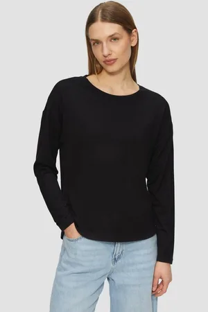 QS by s.Oliver Langarmshirt Longsleeve mit überschnittenen Schultern und abgerundetem Saum - Verkäufer: