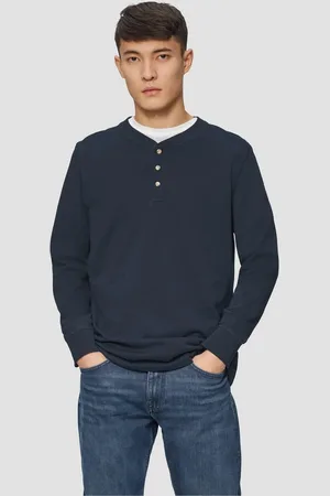 QS by s.Oliver Langarmshirt Langarmshirt mit Henleyausschnitt und Ärmel-Bündchen Logo - Verkäufer: