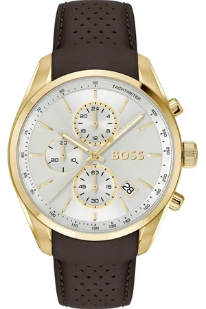 HUGO BOSS Chronograph GRAND PRIX 44 1514225, Quarzuhr, Armbanduhr, Herrenuhr, Lederarmband, analog, Tag