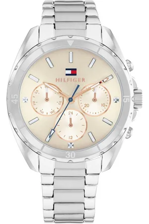 Tommy Hilfiger Multifunktionsuhr MELLIE 1782782, Quarzuhr, Armbanduhr, Damenuhr, Edelstahlarmband, analog, Glassteine