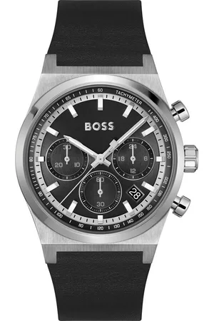 HUGO BOSS Chronograph CANDOR CHRONO 1514218, Quarzuhr, Armbanduhr, Herrenuhr, Lederarmband, analog, Tag