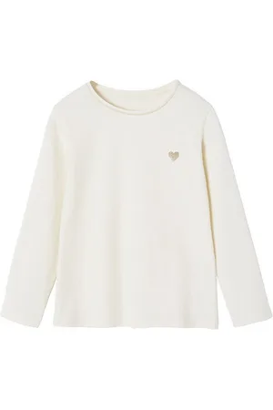 Vertbaudet Langarmshirt Mädchen Shirt mit Glitzerherz BASIC - Verkäufer: