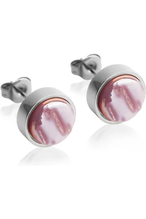 ALEXASCHA Paar Ohrstecker mit Ohrklemme Edelstahl Ohrstecker mit Stein • Perlmuttoptik • 8mm - Verkäufer: