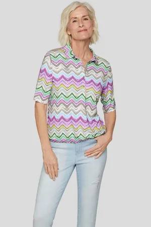 Rabe Print-Shirt Trendiges Poloshirt mit Zickzack-Muster