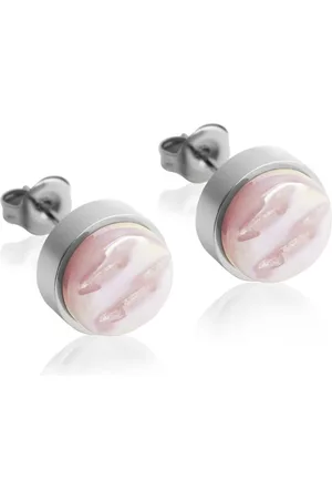 ALEXASCHA Paar Ohrstecker mit Ohrklemme Edelstahl Ohrstecker mit Stein • Perlmuttoptik • 8mm - Verkäufer: