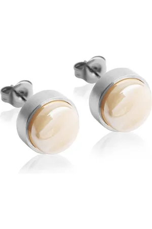 ALEXASCHA Paar Ohrstecker mit Ohrklemme Edelstahl Ohrstecker mit Stein • Perlmuttoptik • 8mm - Verkäufer: