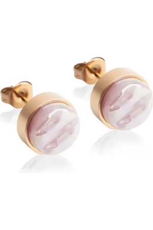 ALEXASCHA Paar Ohrstecker mit Ohrklemme Edelstahl Ohrstecker mit Stein • Perlmuttoptik • 8mm - Verkäufer: