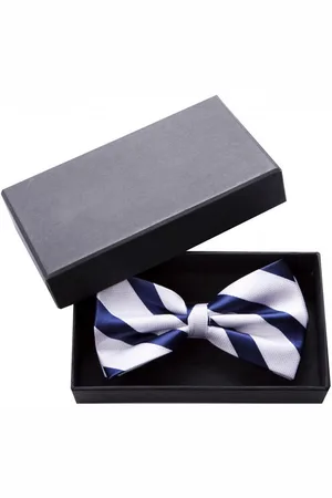 Fabio Farini Fliege Weiße Herren Fliegen - Männer Querbinder Vorgebunden Bowtie (Gestreift) Streifen - Weiß/Dunkelblau - Star Platinum/Dark Blue Moon - Verkäufer: