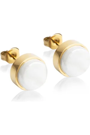 ALEXASCHA Paar Ohrstecker mit Ohrklemme Edelstahl Ohrstecker mit Stein • Perlmuttoptik • 8mm - Verkäufer: