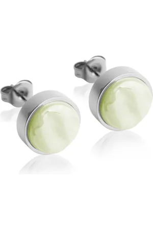 ALEXASCHA Paar Ohrstecker mit Ohrklemme Edelstahl Ohrstecker mit Stein • Perlmuttoptik • 8mm - Verkäufer: